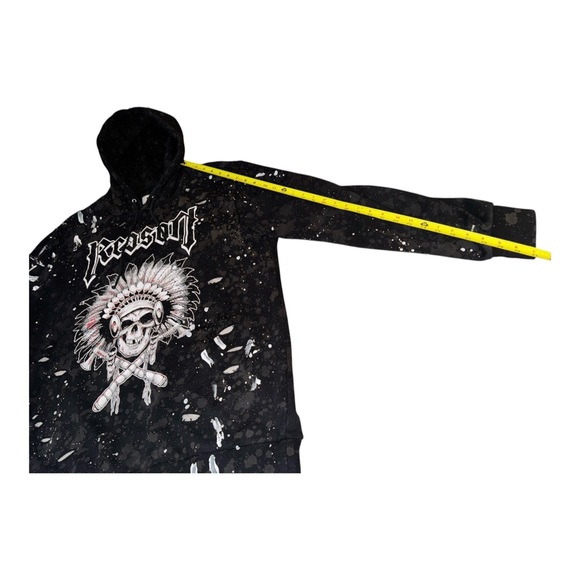 🔥 REASON CLOTHING BRAND MENS INDIAN CHIEF HEAD SKULL PAINT SPLASH HOODIE XL 🔥 - Picture 3 of 7